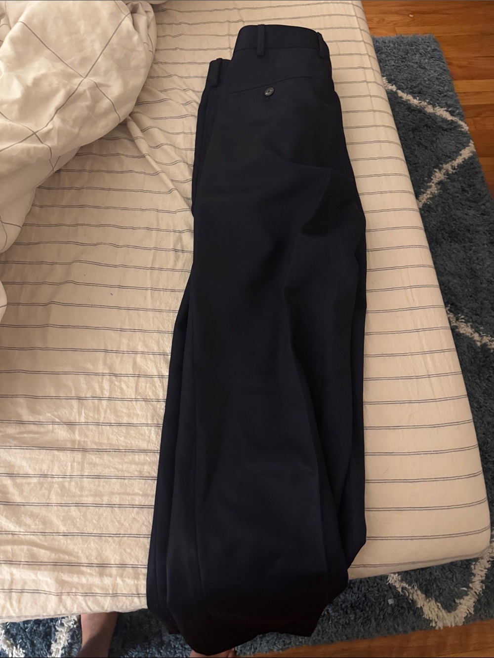 J Crew Relaxed Fit Double Pleated Italian Wool Trousers Navy NWT